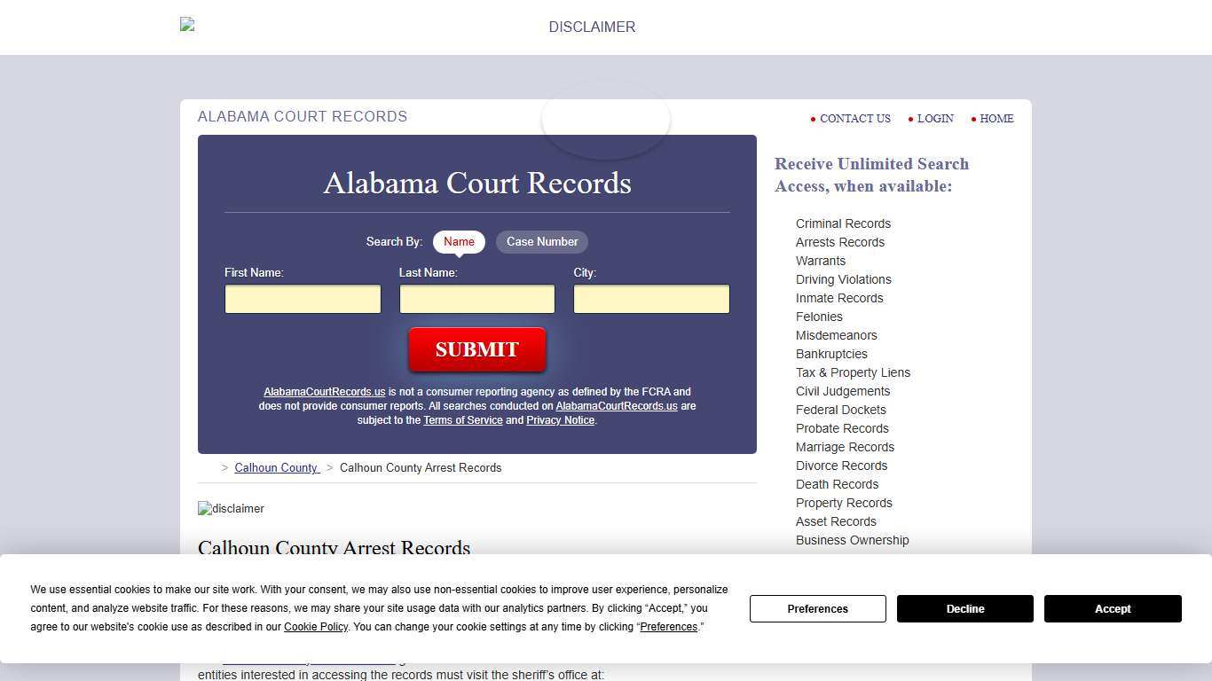 Calhoun County Arrest Records | AlabamaCourtRecords.us